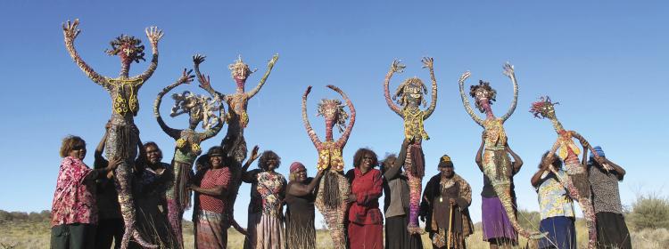 Tjanpi Desert weavers, Seven Sisters are Flying. Photograph Vicki Bosisto.