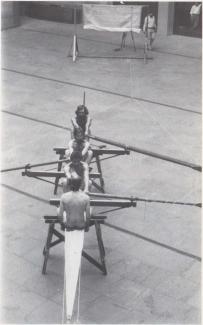 Kevin Mortensen, The Rowing, National Gallery of Victoria, 1980. (with Steve Turpie, Bruce Lamrock and Peter Hopcratt). Photo: courtesy the artist. 