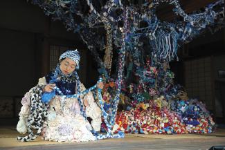 Traces-Blue, 2013. Detail. Site specific project, performance and installation for Setouchi Triennial, 2013, Japan. Courtesy the artists. 