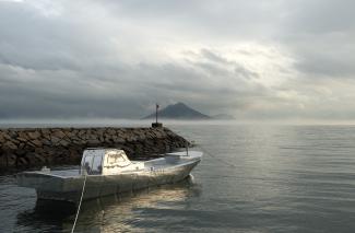 Traces-Blue, 2013. Detail. Site specific project, performance and installation for Setouchi Triennial, 2013, Japan. Courtesy the artists. 