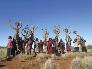 Tjanpi Desert weavers, Seven Sisters are Flying. Photograph Vicki Bosisto.