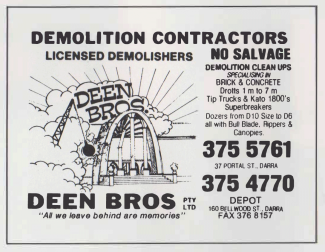 Deen Bros Demolition Yellow Pages Ad 1988