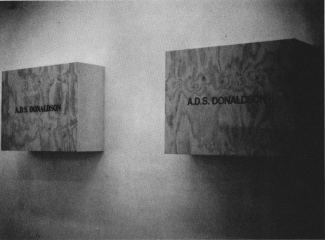 ADS Donaldson, Self Portrait (Type) II, and V. Installation view, Reanimator, Artpsace, 1988. 